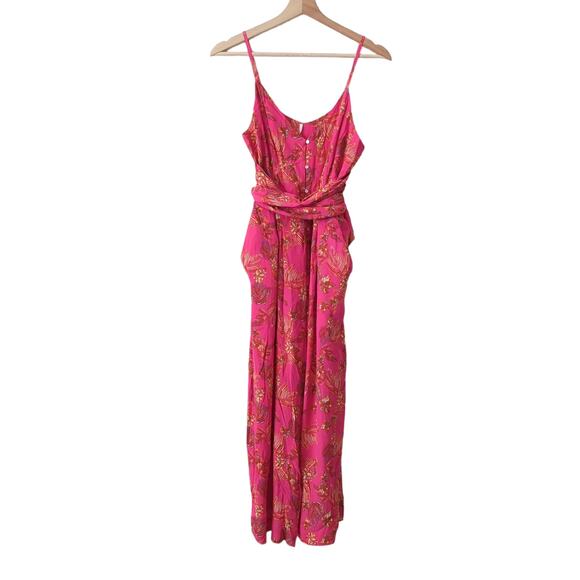 NWOT Free People Women's Jumpsuit Hot Tropics Pink 6 Wide Leg Tropical Vacation - Picture 3 of 12